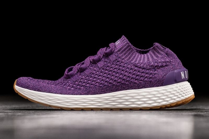 Purple Men's Nobull Knit Running Shoes | NIMXRP-418