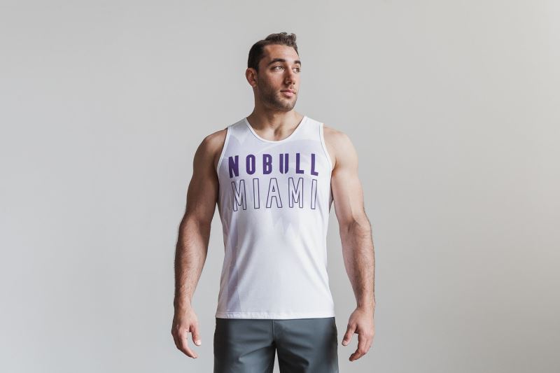 Purple Men's Nobull Miami Palm Tanks | IFLVYJ-549