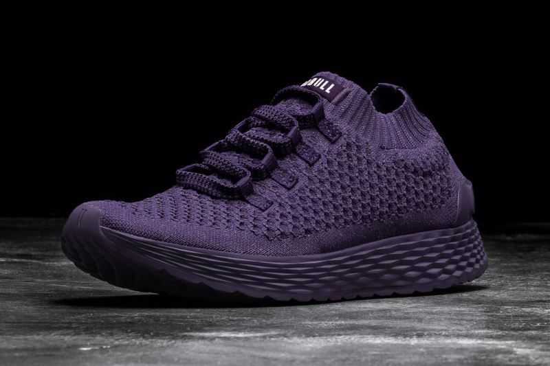 Purple Men's Nobull Plum Reflective Knit Running Shoes | RSNQLM-076