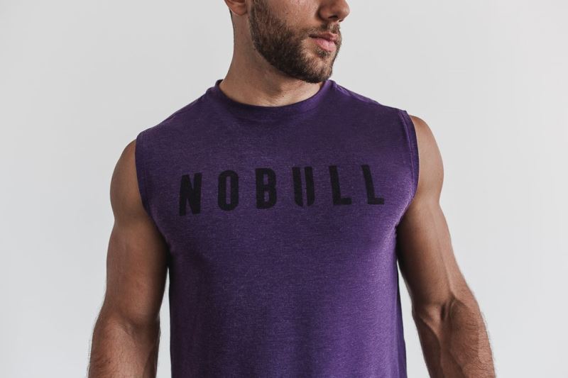 Purple Men's Nobull Sleeveless T-Shirts | PTRUZV-457