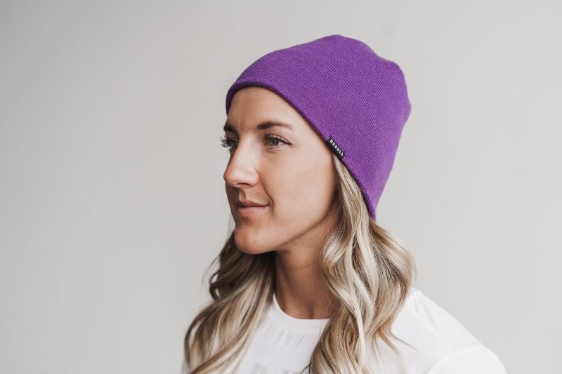 Purple Women's Nobull Fitted Beanies | YROLBK-079