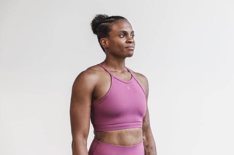 Purple Women's Nobull Halter Matte Sports Bras | TVBOZL-847