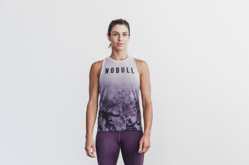 Purple Women's Nobull High-Neck Dip-Dye Tanks | SYJDRQ-184