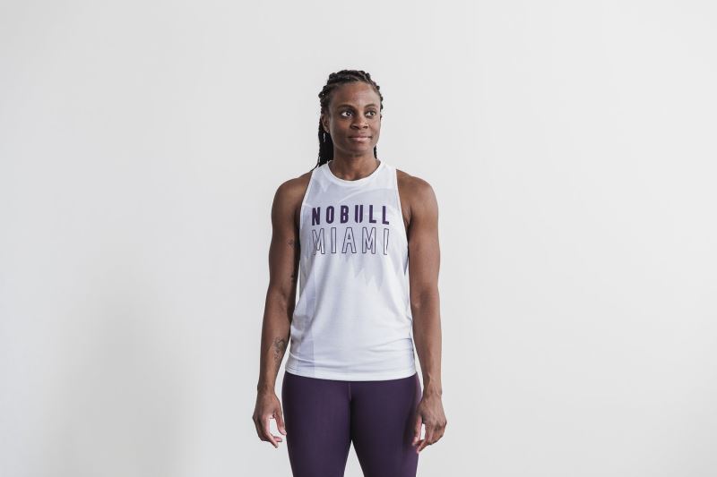 Purple Women's Nobull High-Neck Miami Palm Tanks | HLNPIS-478