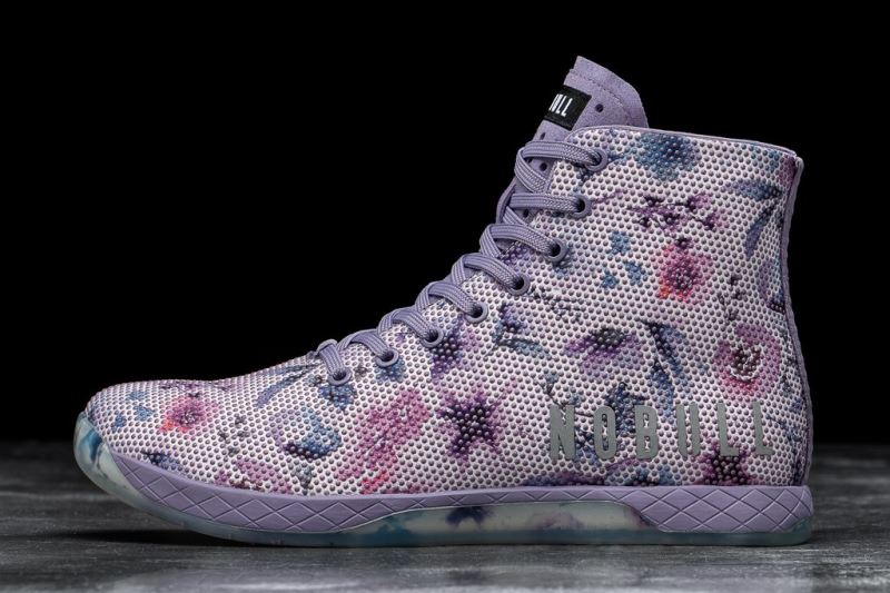 Purple Women's Nobull High-Top Watercolor Floral Trainers | JFRDHW-836