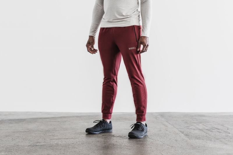 Red Men's Nobull Adjustable Joggers | HMZIUJ-108