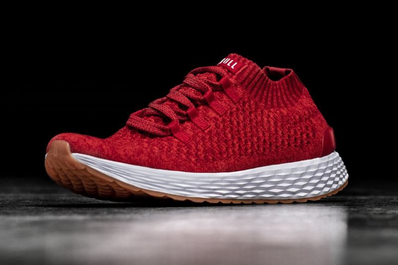 Red Men's Nobull Alert Knit Running Shoes | DTHIJQ-725