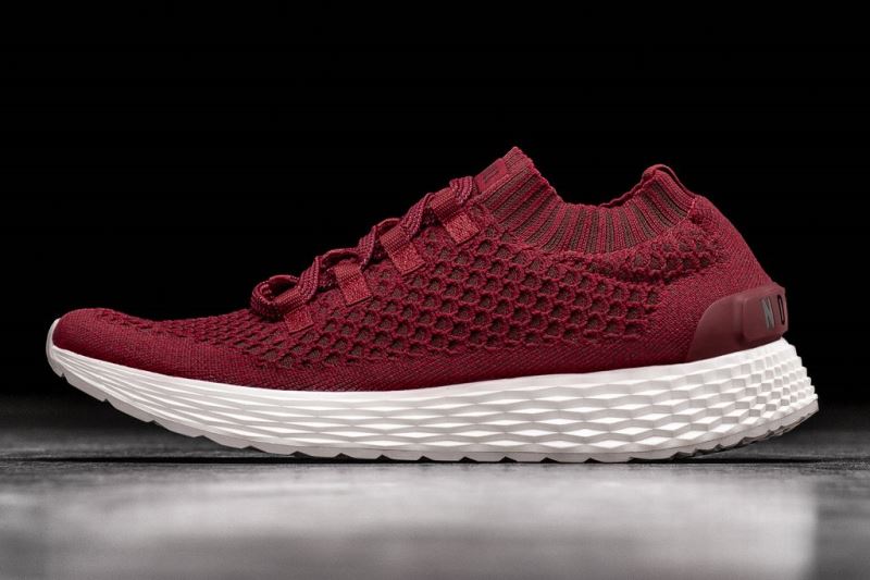 Red Men's Nobull Crimson Knit Running Shoes | STEKXB-781