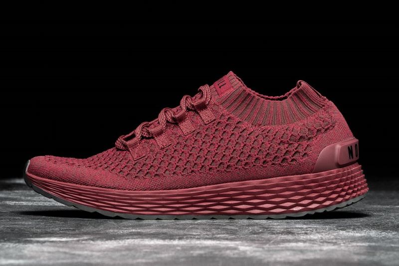 Red Men's Nobull Crimson Knit Running Shoes | THKRXY-578