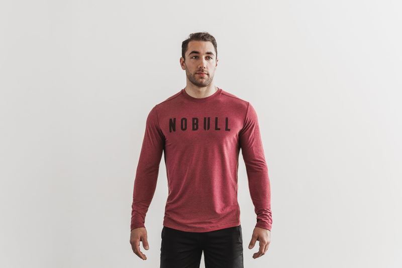 Red Men's Nobull Long Sleeve T-Shirts | JWEZGN-724