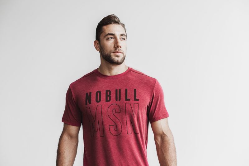 Red Men's Nobull Madison T-Shirts | UTVMLN-974