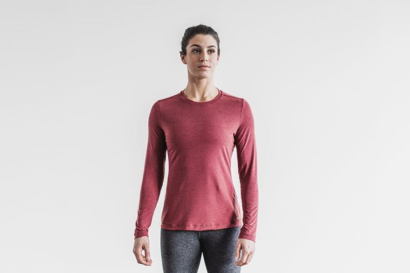 Red Women's Nobull Long Sleeve T-Shirts | CTONPE-152