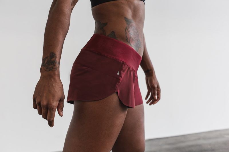 Red Women's Nobull Pace Shorts | GZIXYW-357