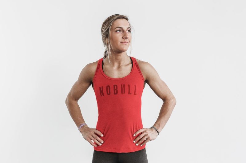 Red Women's Nobull Racerback Bright Colors Tanks | WBOYHA-921