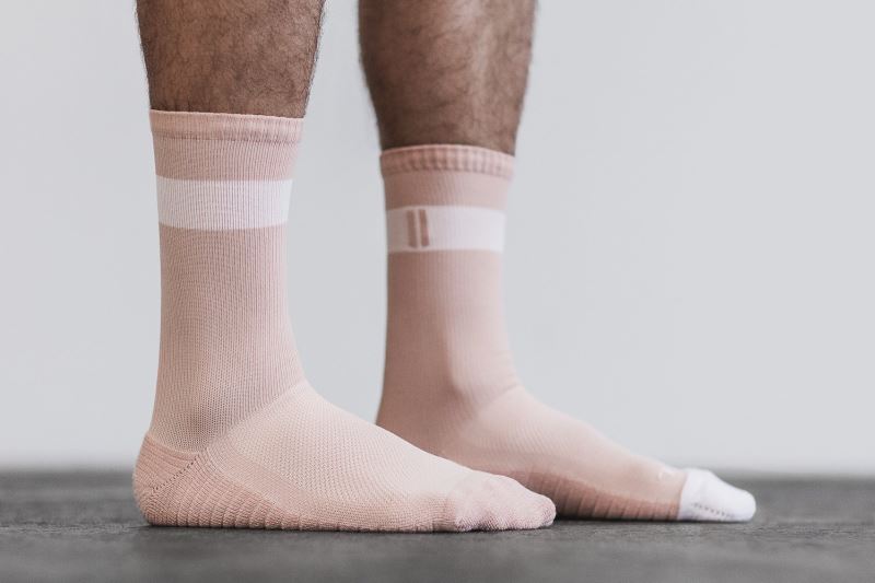 Rose White Men's Nobull Crew Socks | WVZDUM-437