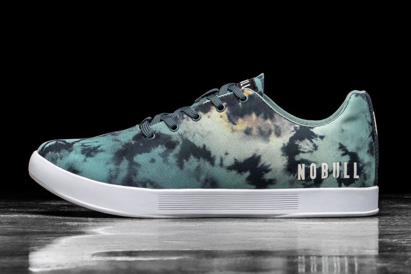 Turquoise Men's Nobull Tie-Dye Canvas Trainers | QOJAED-649