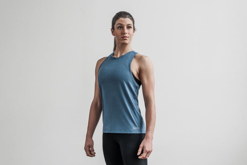 Turquoise Women's Nobull High-Neck Bright Colors Tanks | TPEIQH-195