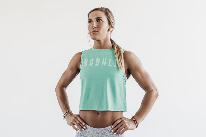 Turquoise Women's Nobull Muscle Bright Colors Tanks | QTKDBF-590