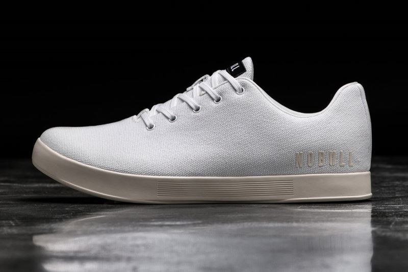 White Men's Nobull Canvas Trainers | DQXJHY-714