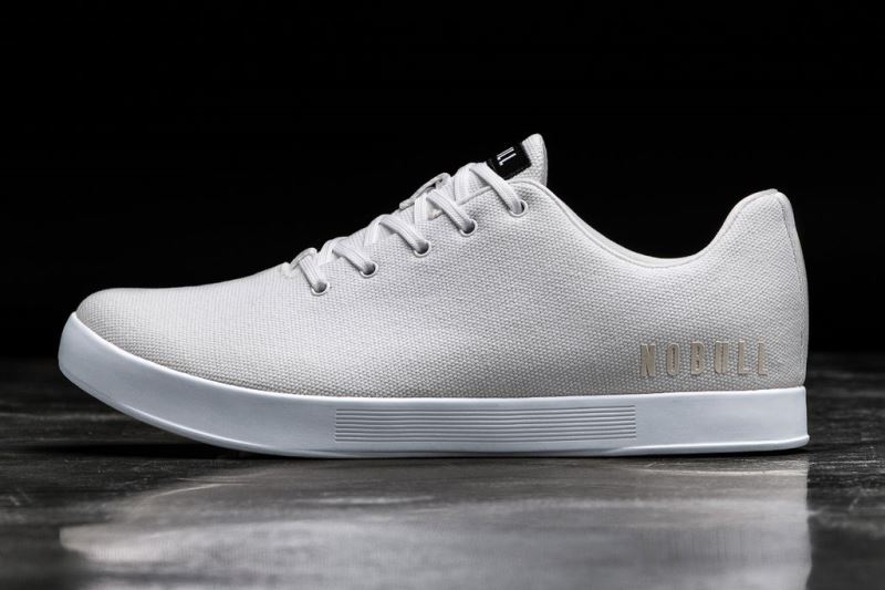 White Men's Nobull Canvas Trainers | OGKFLY-037