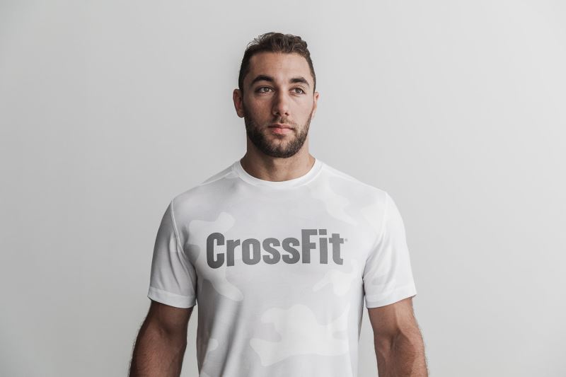 White Men's Nobull Crossfit Camo T-Shirts | OKTRJG-362