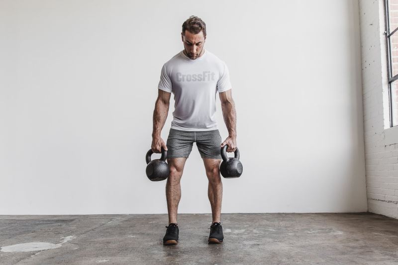 White Men's Nobull Crossfit T-Shirts | JMFBWR-280