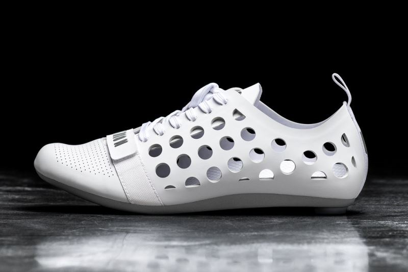 White Men's Nobull Deconstructed Upper Cycling Shoes | SJWNGQ-850