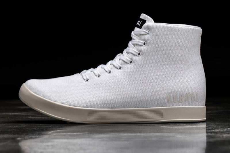 White Men's Nobull High-Top Canvas Trainers | SMWOHX-563