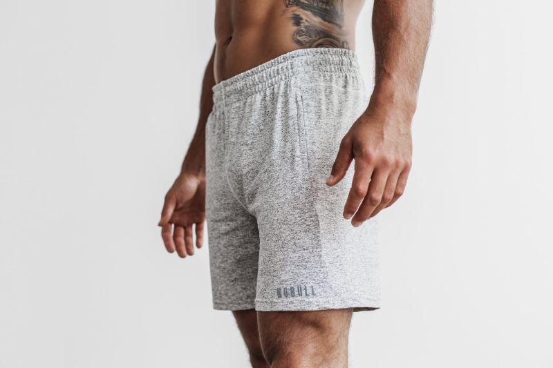 White Men's Nobull Lightweight Knit 7" Shorts | HYRGKV-481