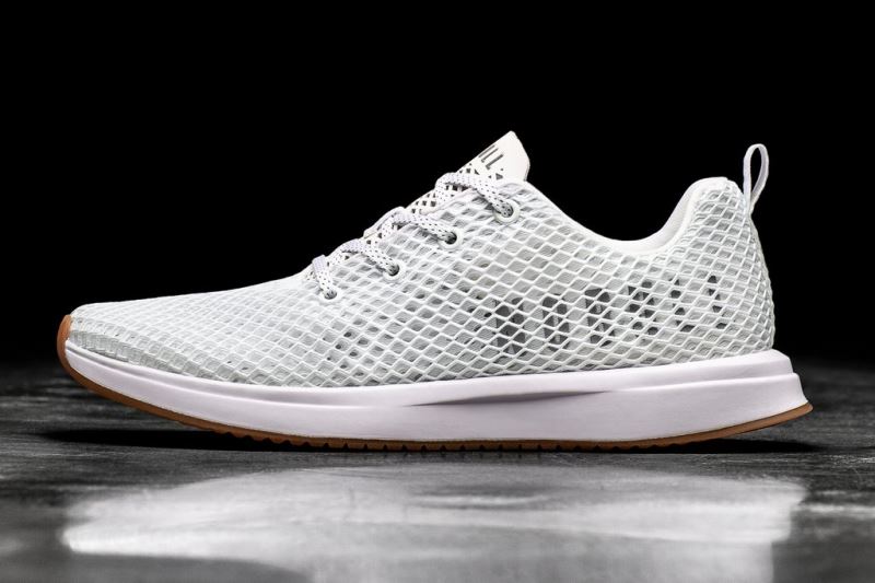 White Men's Nobull Mesh Running Shoes | JGVUPX-167