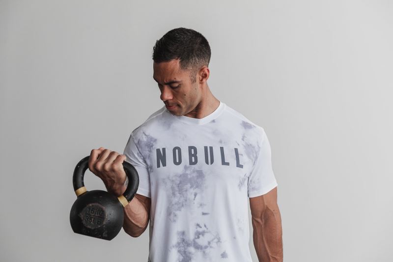 White Men's Nobull Tie-Dye T-Shirts | AOZBVM-230