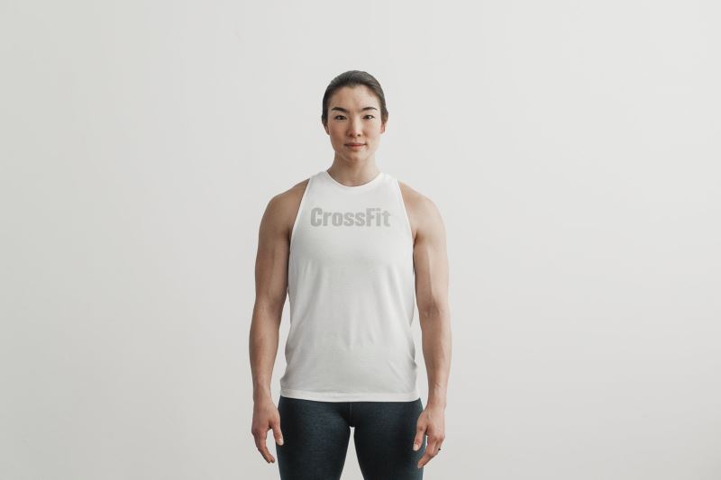 White Women's Nobull Crossfit High-Neck Tanks | FUITJK-950