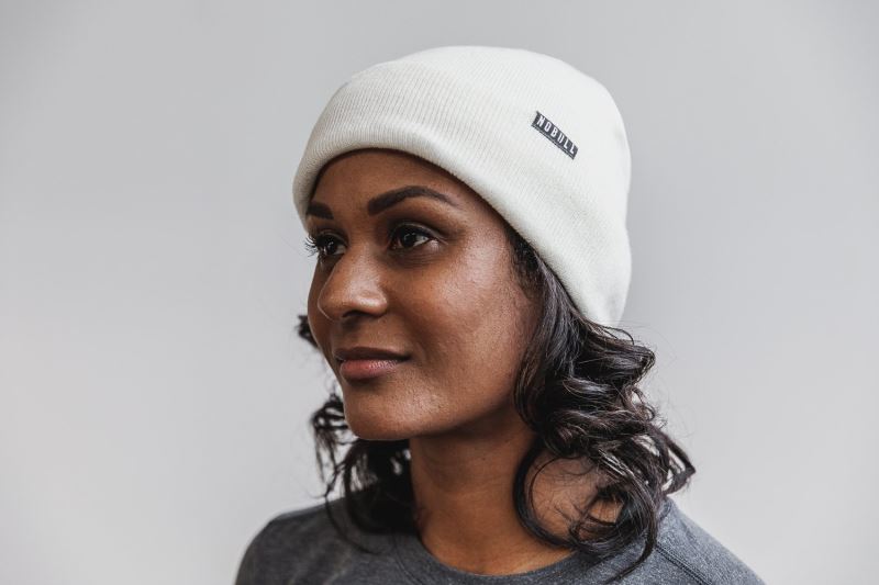 White Women's Nobull Cuffed Beanies | GBJFRU-210