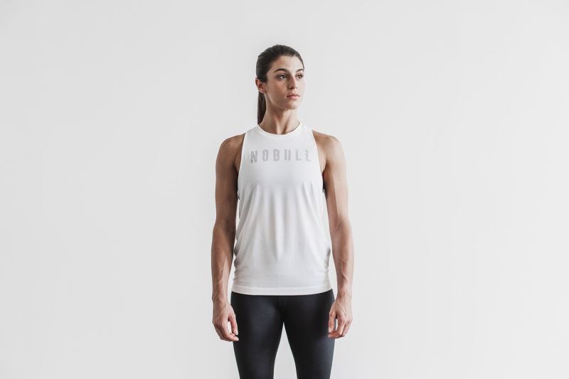 White Women's Nobull High-Neck Classic Colors Tanks | MTSABI-593