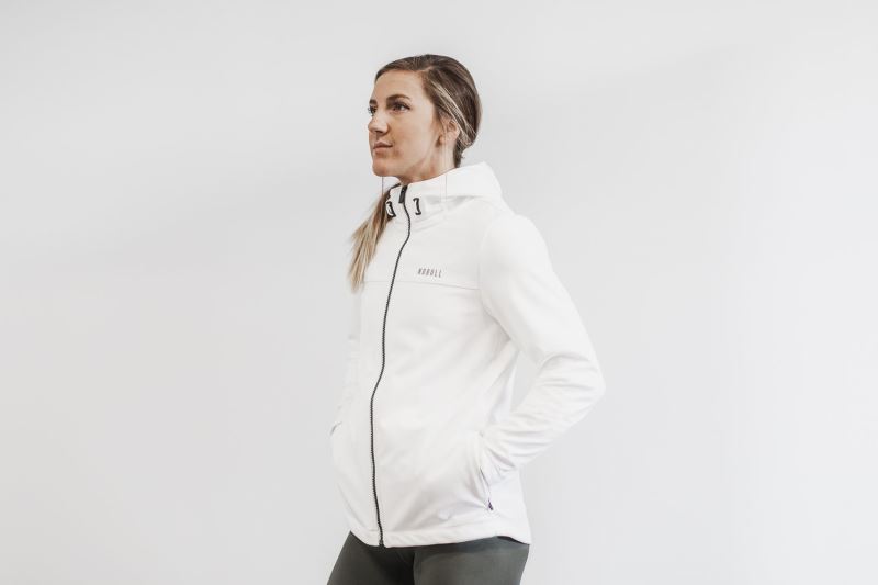 White Women's Nobull Softshell Jackets | KHOUFP-538