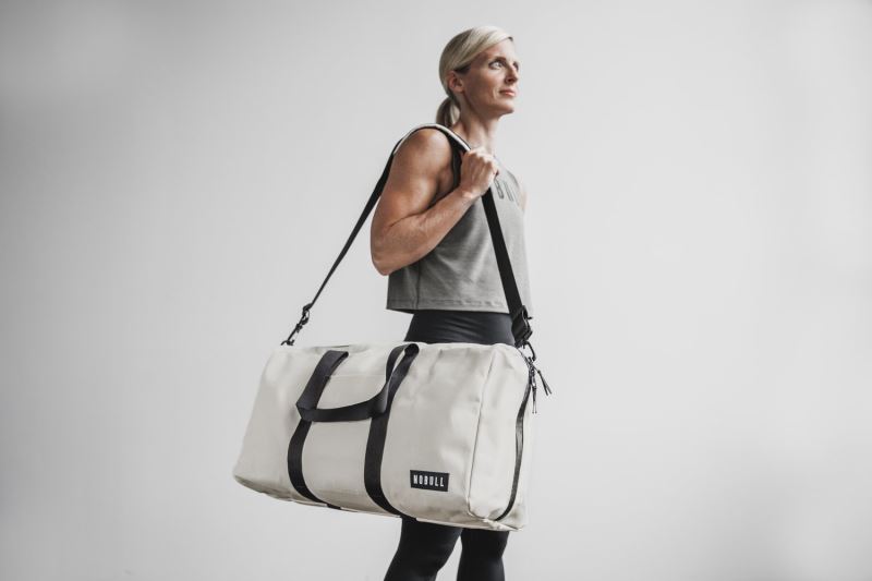 White Women's Nobull Waxed Canvas Duffle Bags | YLCSMG-072