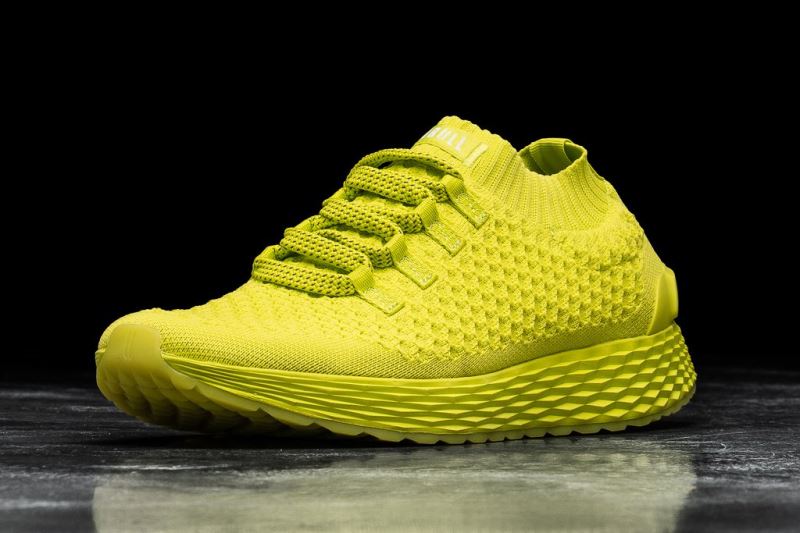 Yellow Men's Nobull Neon Knit Running Shoes | ECDGRY-290