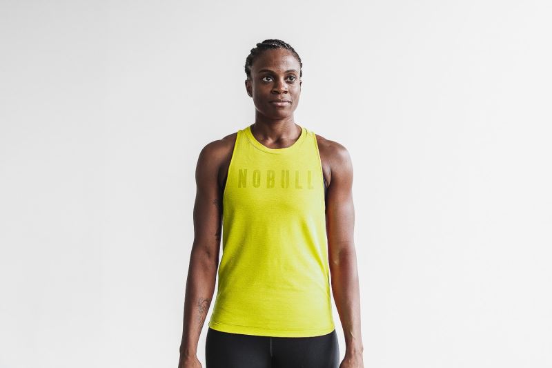 Yellow Women's Nobull High-Neck Neon Tanks | UFYLTJ-423