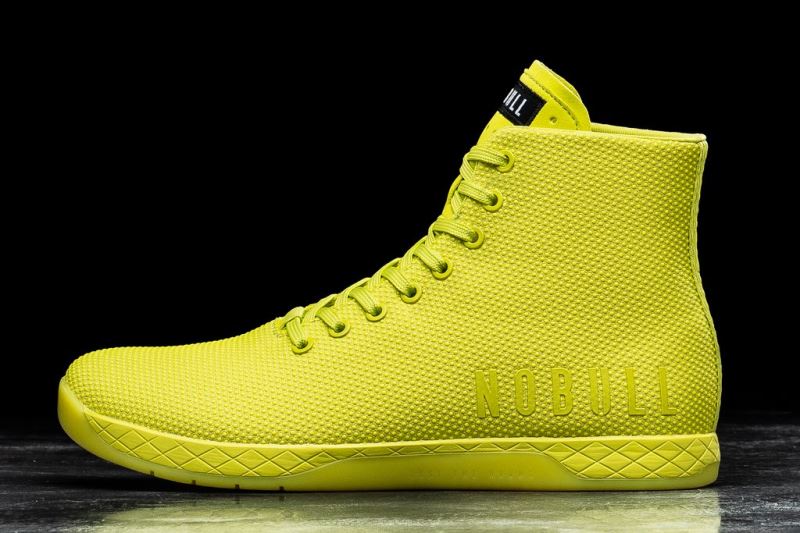 Yellow Women's Nobull High-Top Neon Trainers | BFSPUH-623