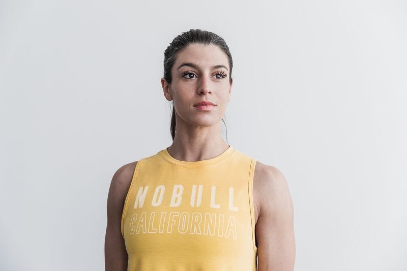 Yellow Women's Nobull Muscle California Tanks | WVIKGE-867