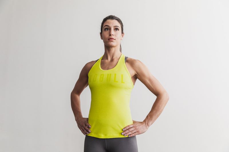 Yellow Women's Nobull Racerback Neon Tanks | LUOGKH-852